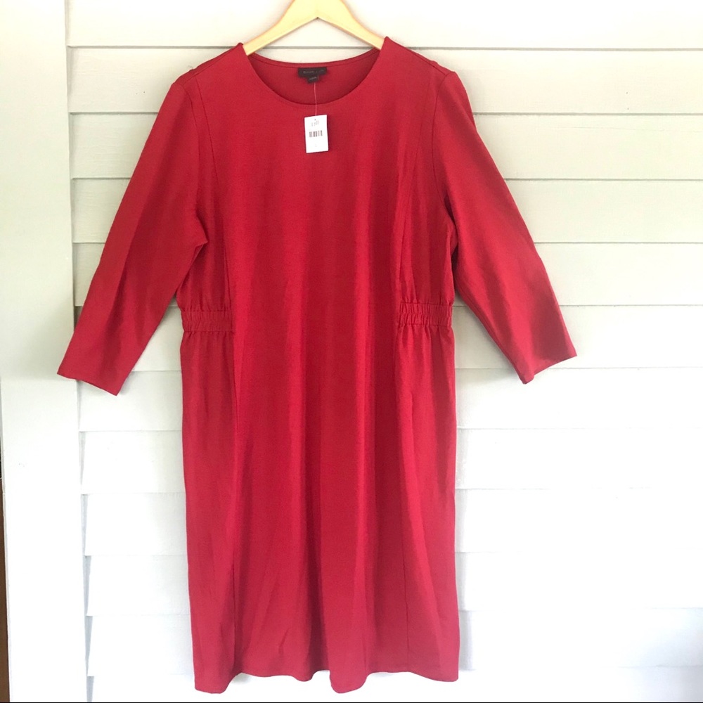 J. Jill True Red Wearever Dress ruched side 3/4